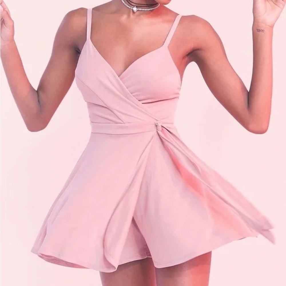 Kimchi Blue Veruca Skorted Wrap Romper Pink Size Small